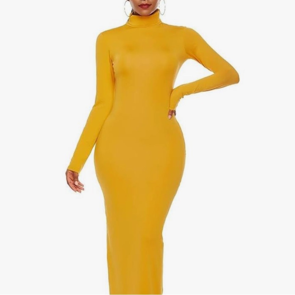 JLUXLABEL Yellow Turtleneck Maxi Dress - Medium - NWT